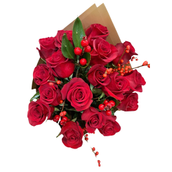 Buchet de Flori 17 Trandafiri cu Ilex