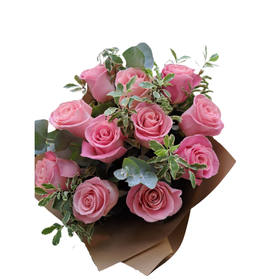 Buchet de Flori 11 Trandafiri, eucalipt, pitosporum