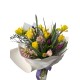 Buchet de Flori - 5 Lalele si 2 Zambile, 6 Narcise, 2 Iris, Limonium
